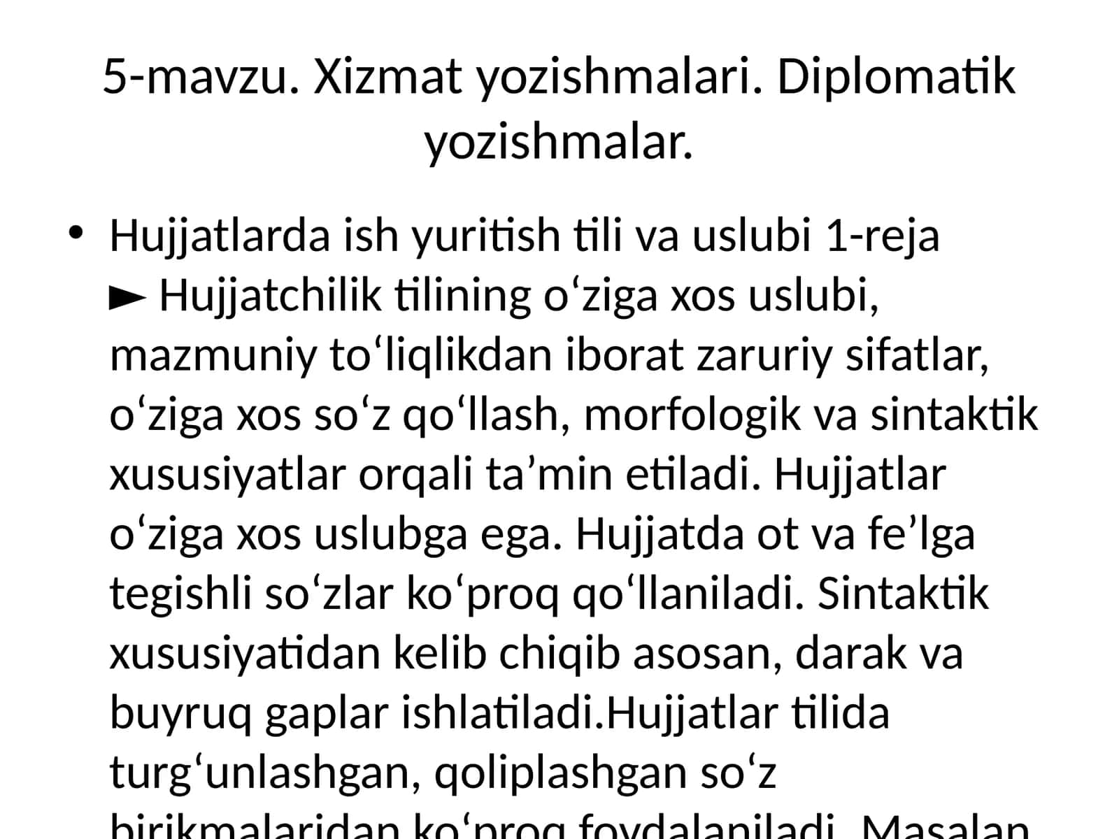 Xizmat yozishmalari. Diplomatik yozishmalar