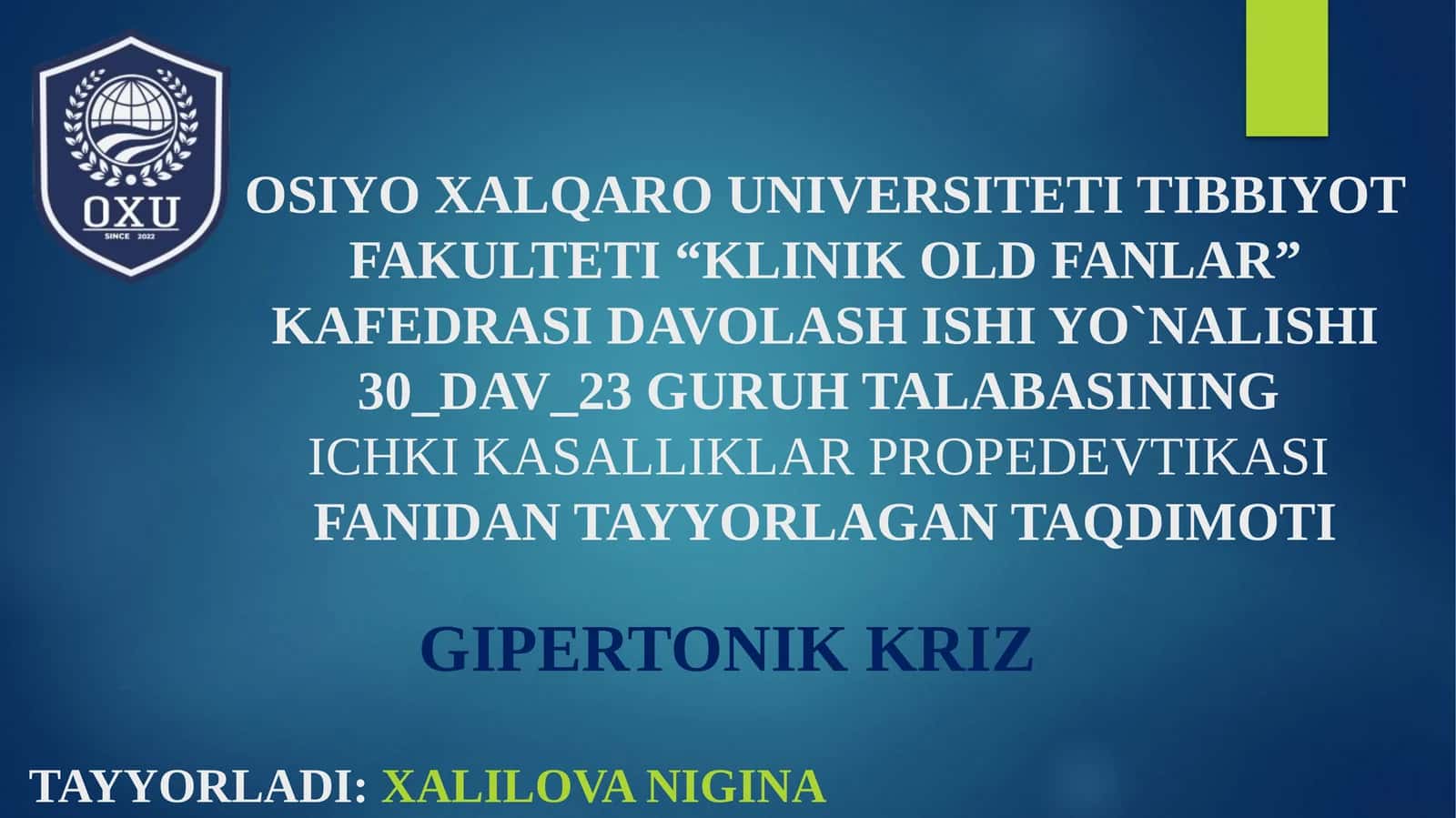 GIPERTONIK KRIZ