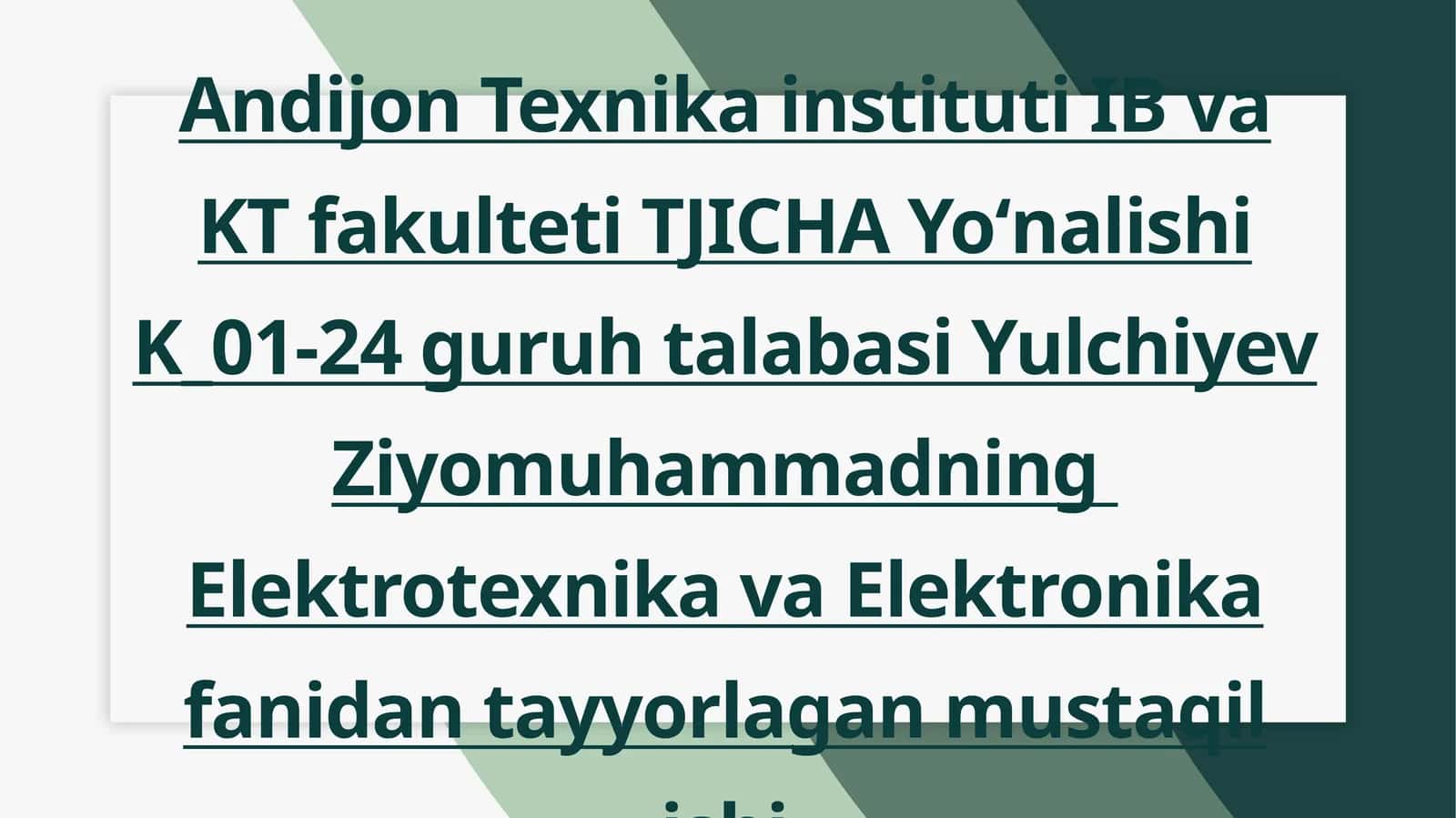 O’zgarmas tok zanjirlari
