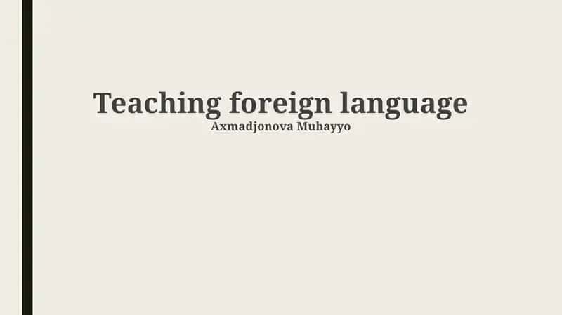 Teaching foreign language