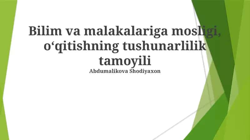 Tushunarli Ta'lim Printsiplari