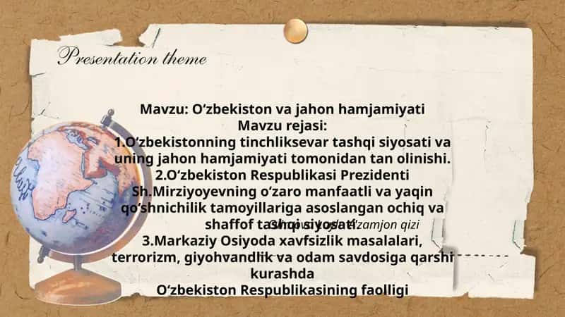 O‘zbekiston va jahon hamjamiyati