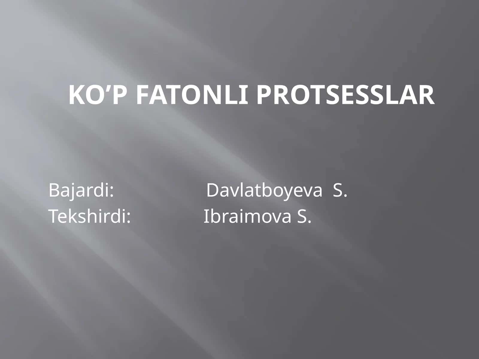 Ko’p Fatonli protsesslar