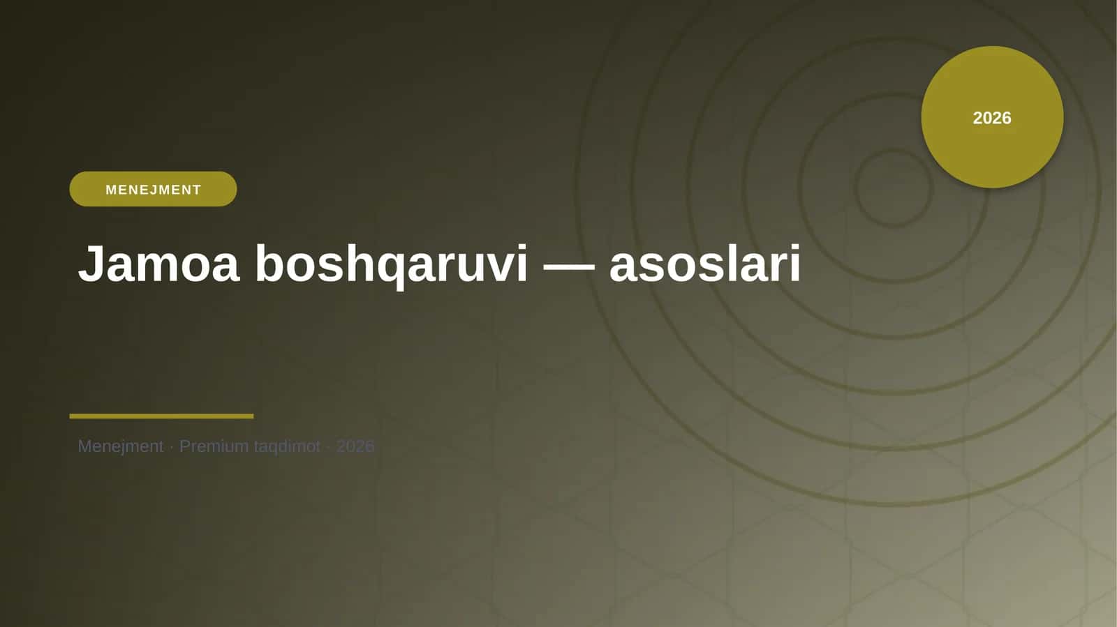 Jamoa boshqaruvi — asoslari