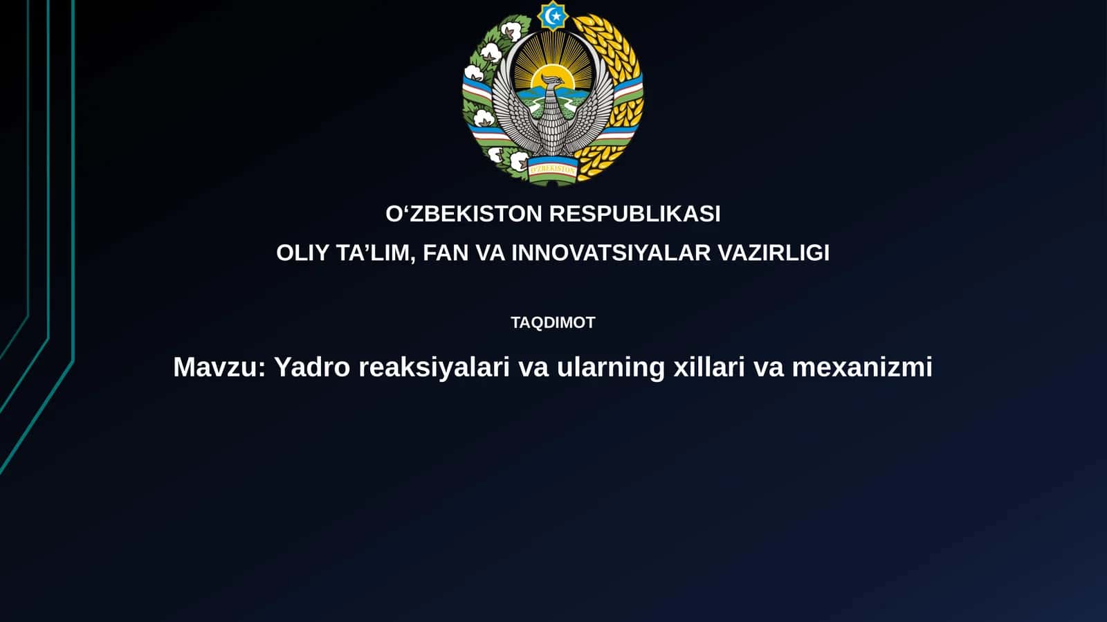 Yadro reaksiyalarivaularningxillarivamexanizmi