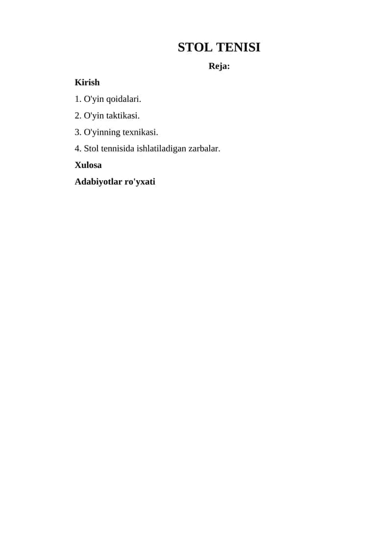 STOL TENISI