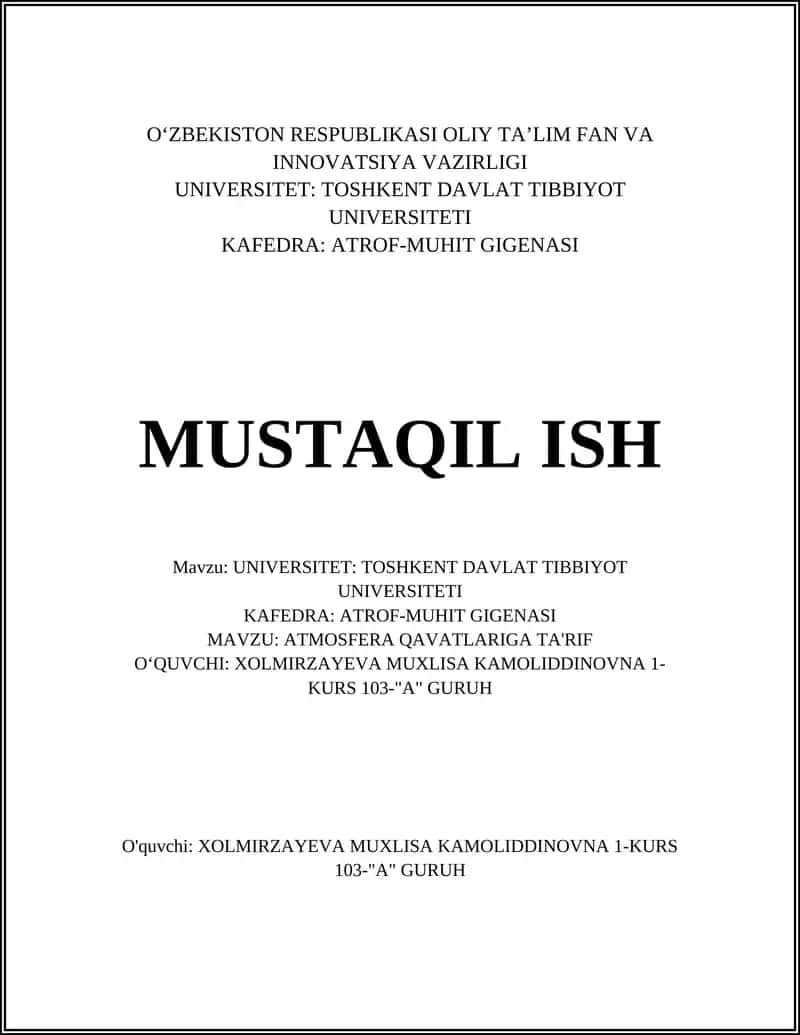 Atmosfera Qavatlariga Ta'rif