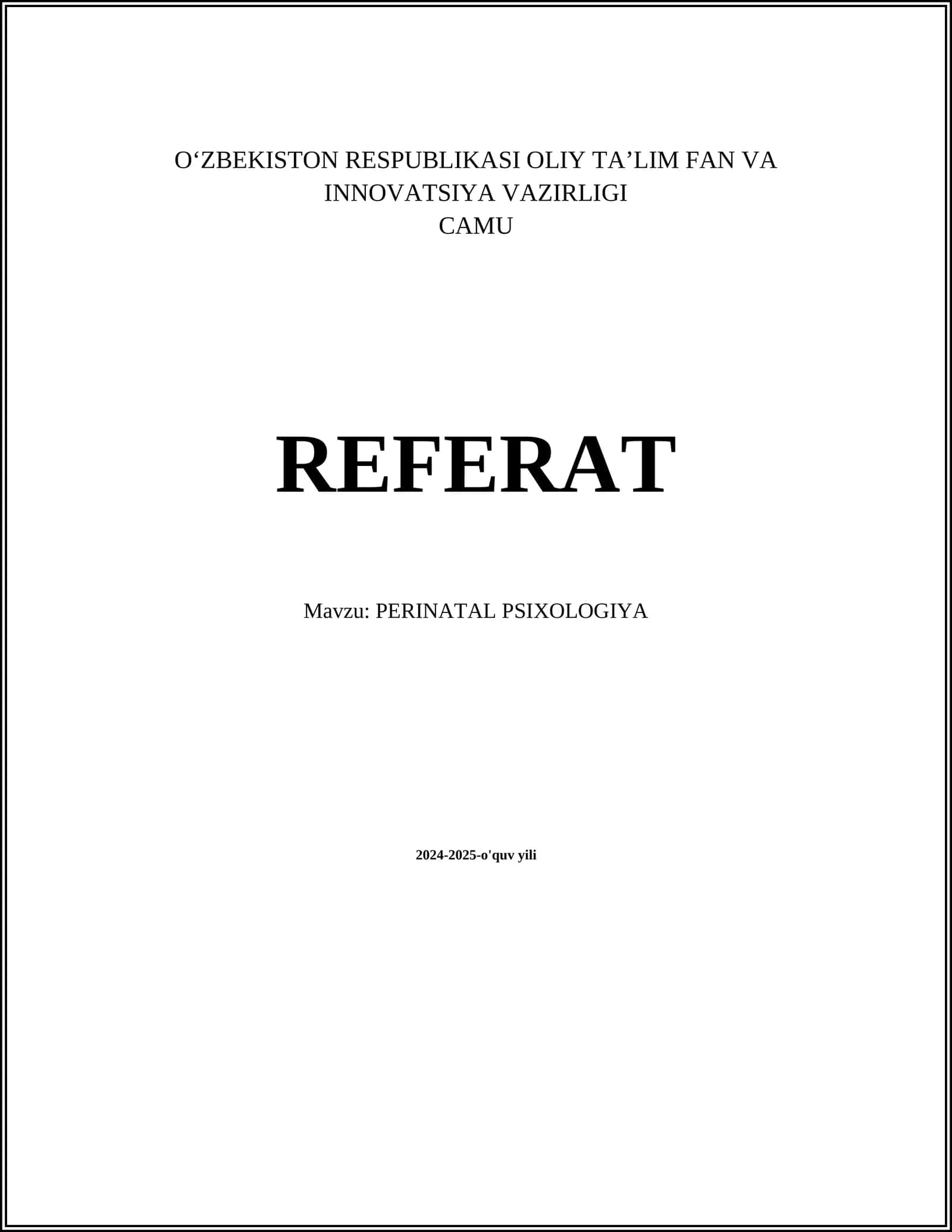 PERINATAL PSIXOLOGIYA