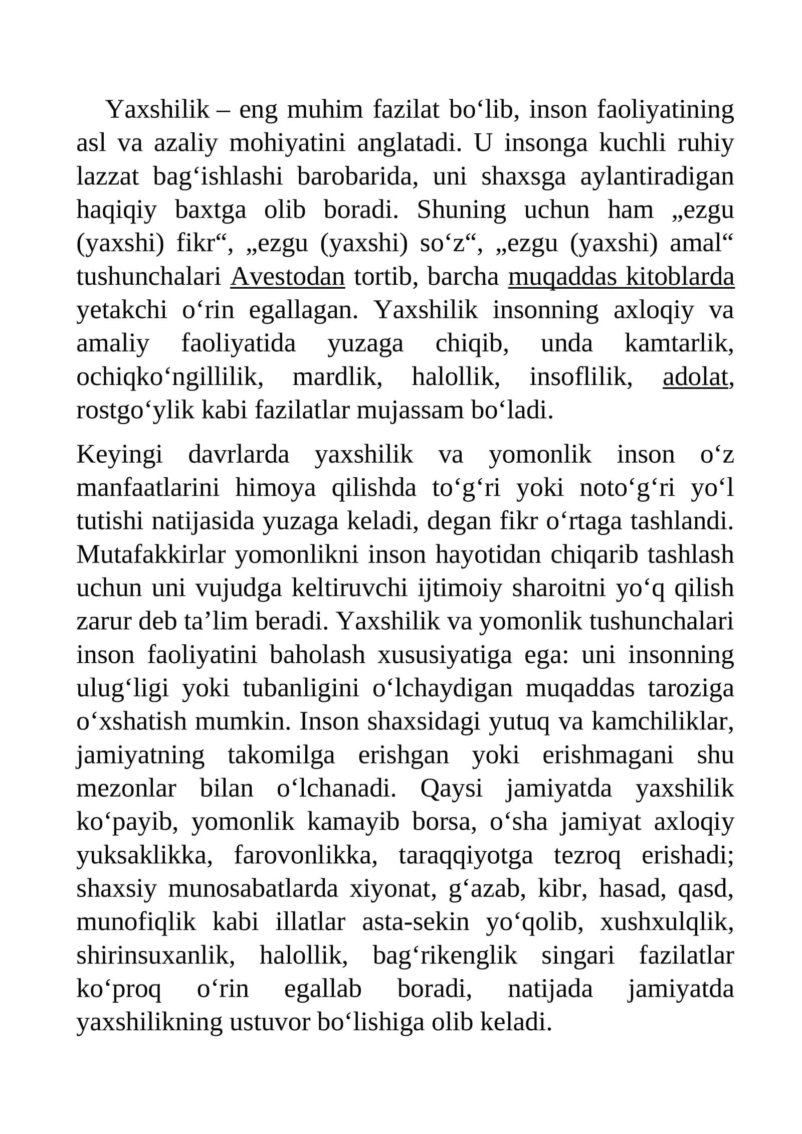 Yaxshilik va yomonlik