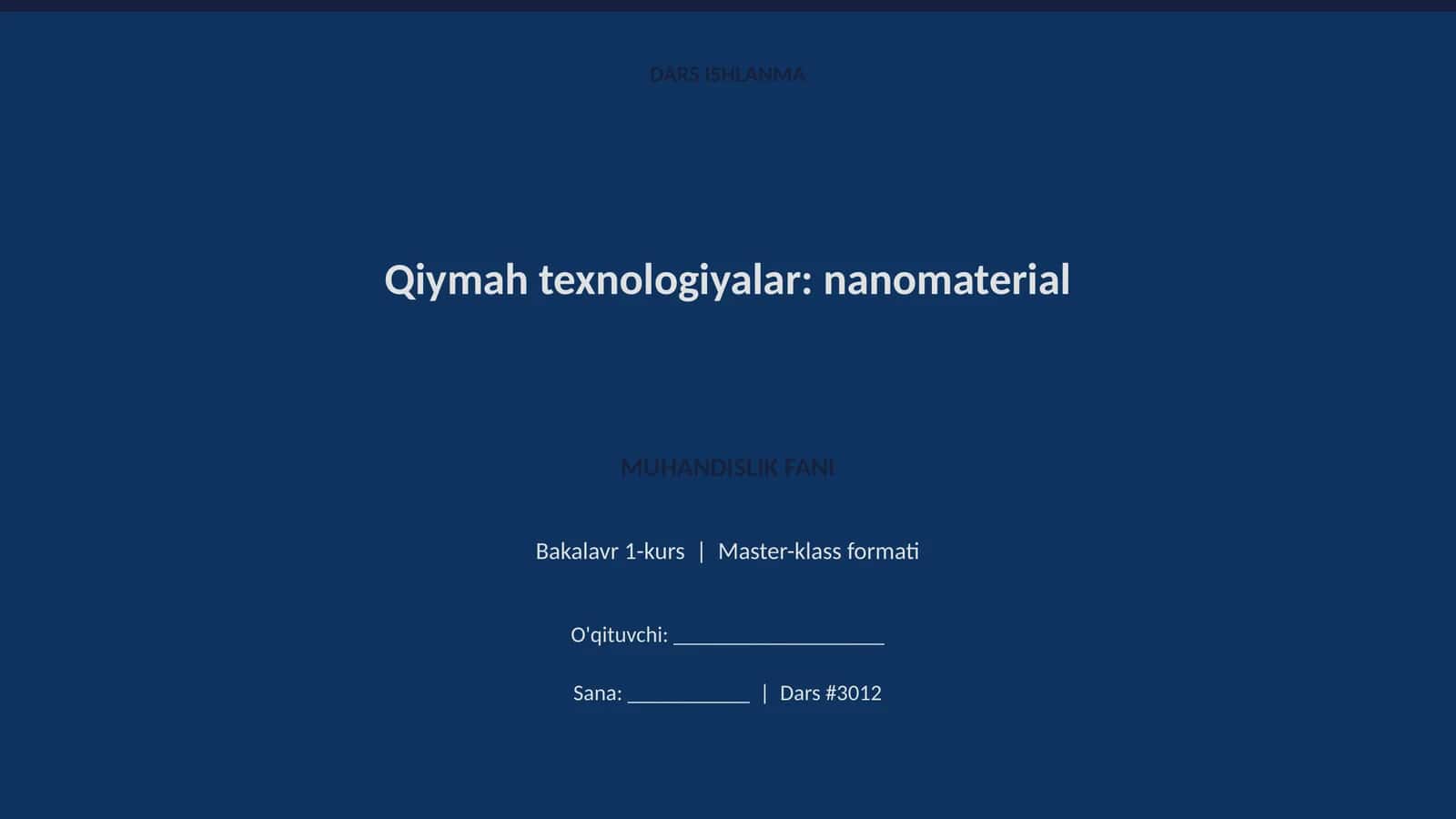Qiymah texnologiyalar: nanomaterial