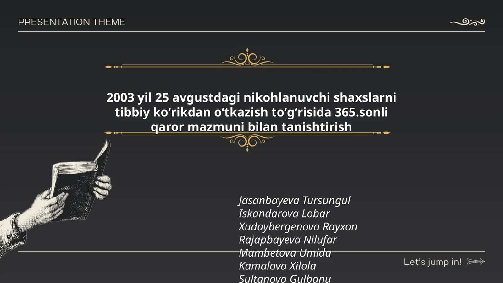 2003 yil 25 avgustdagi nikohlanuvchi shaxslarni tibbiy koʻrikdan oʻtkazish toʻgʻrisida 365.sonli qaror mazmuni