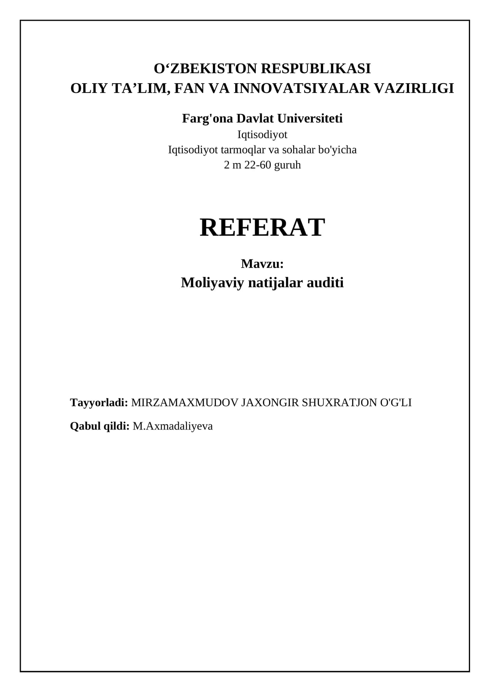 Moliyaviy natijalar auditi