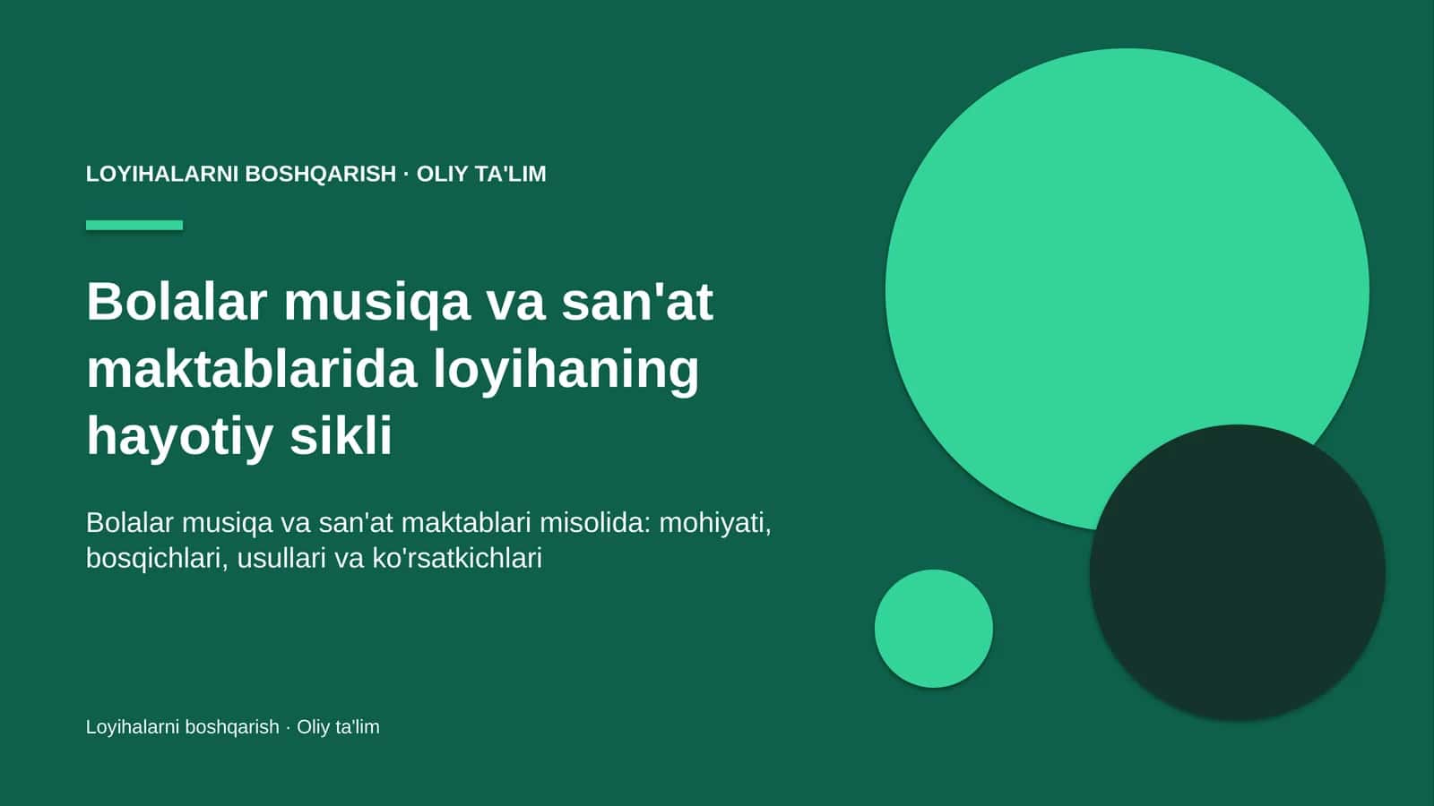 Loyihalarni boshqarish · Oliy ta'lim