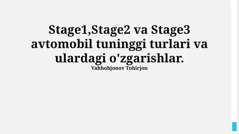 1-bosqich Tuning: Transmissiya O'zgarishlari