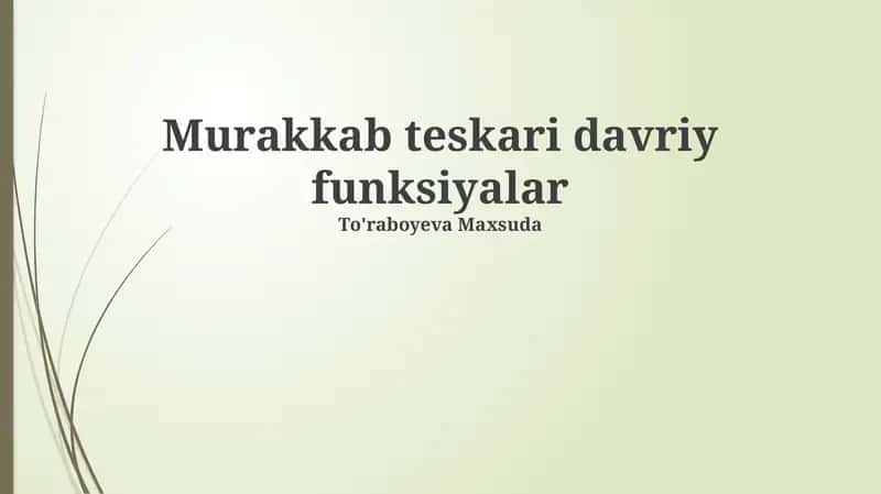 Murakkab teskari davriy funksiyalar