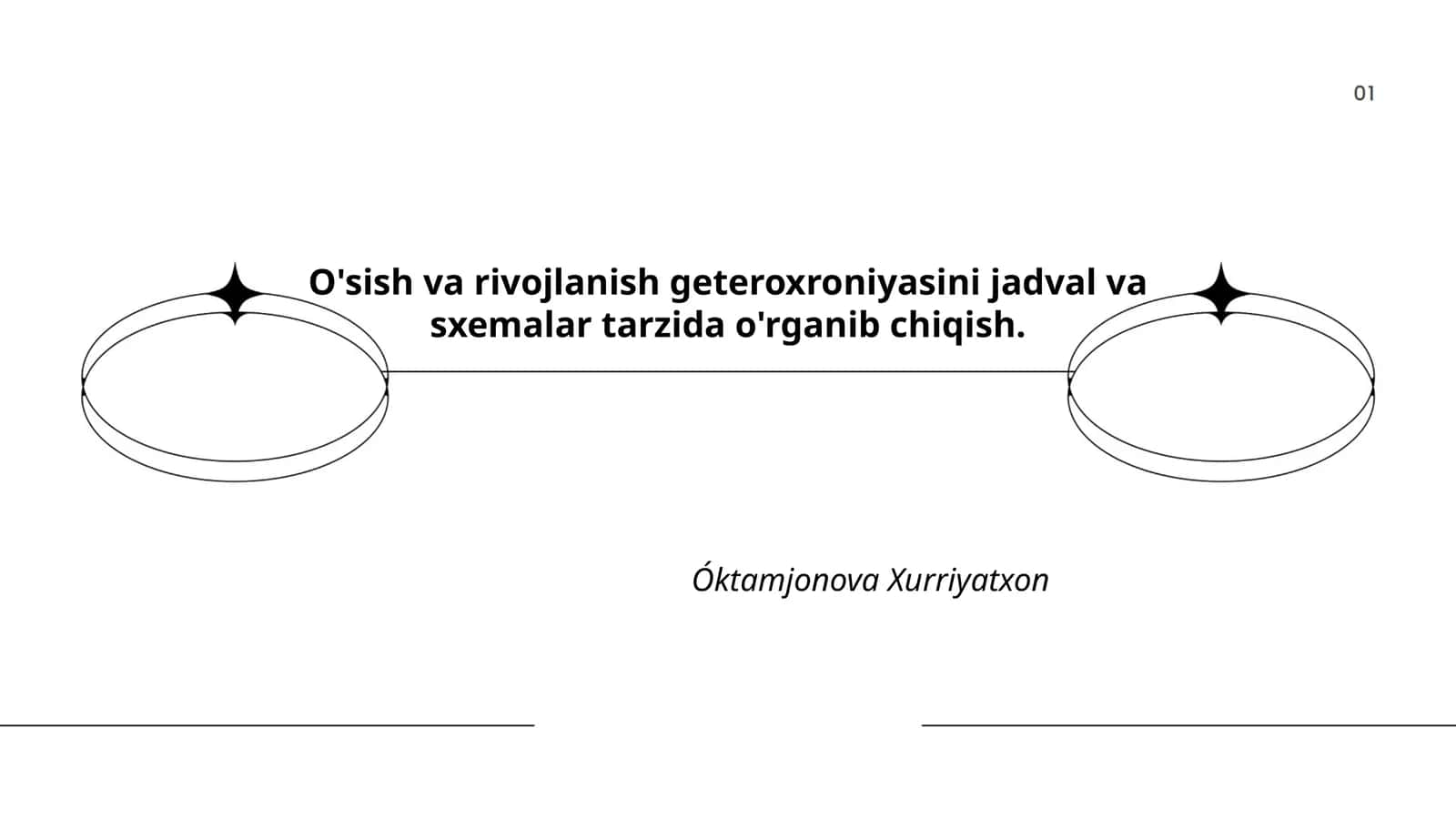 O'sish va rivojlanish geteroxroniyasini jadval va sxemalar tarzida o'rganib chiqish