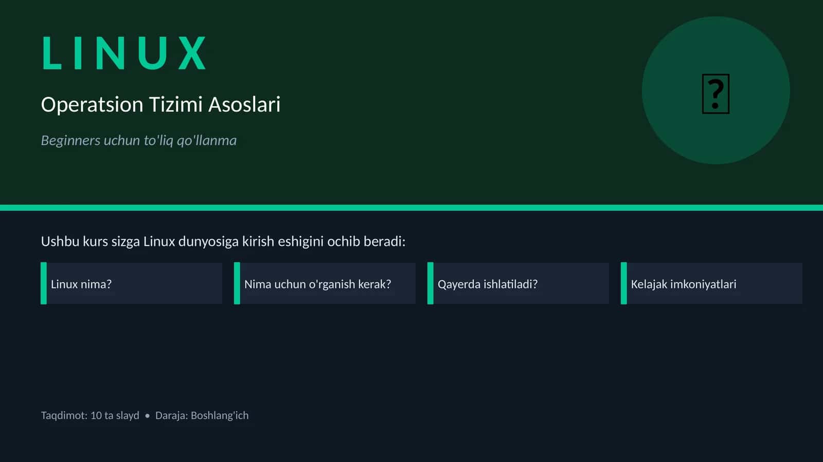 Linux asoslari bo'yicha ppt