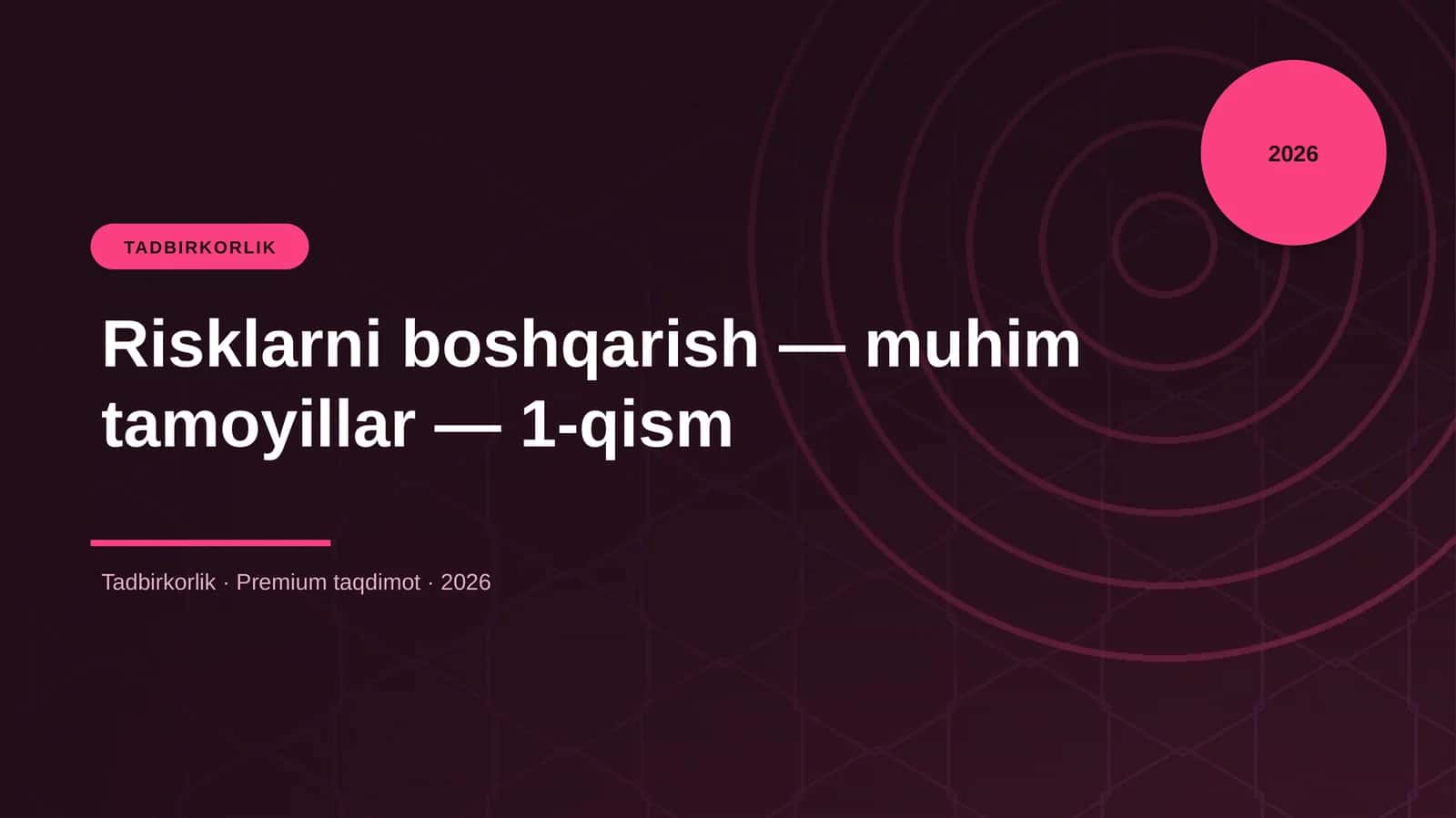 Risklarni boshqarish — muhim tamoyillar — 1-qism