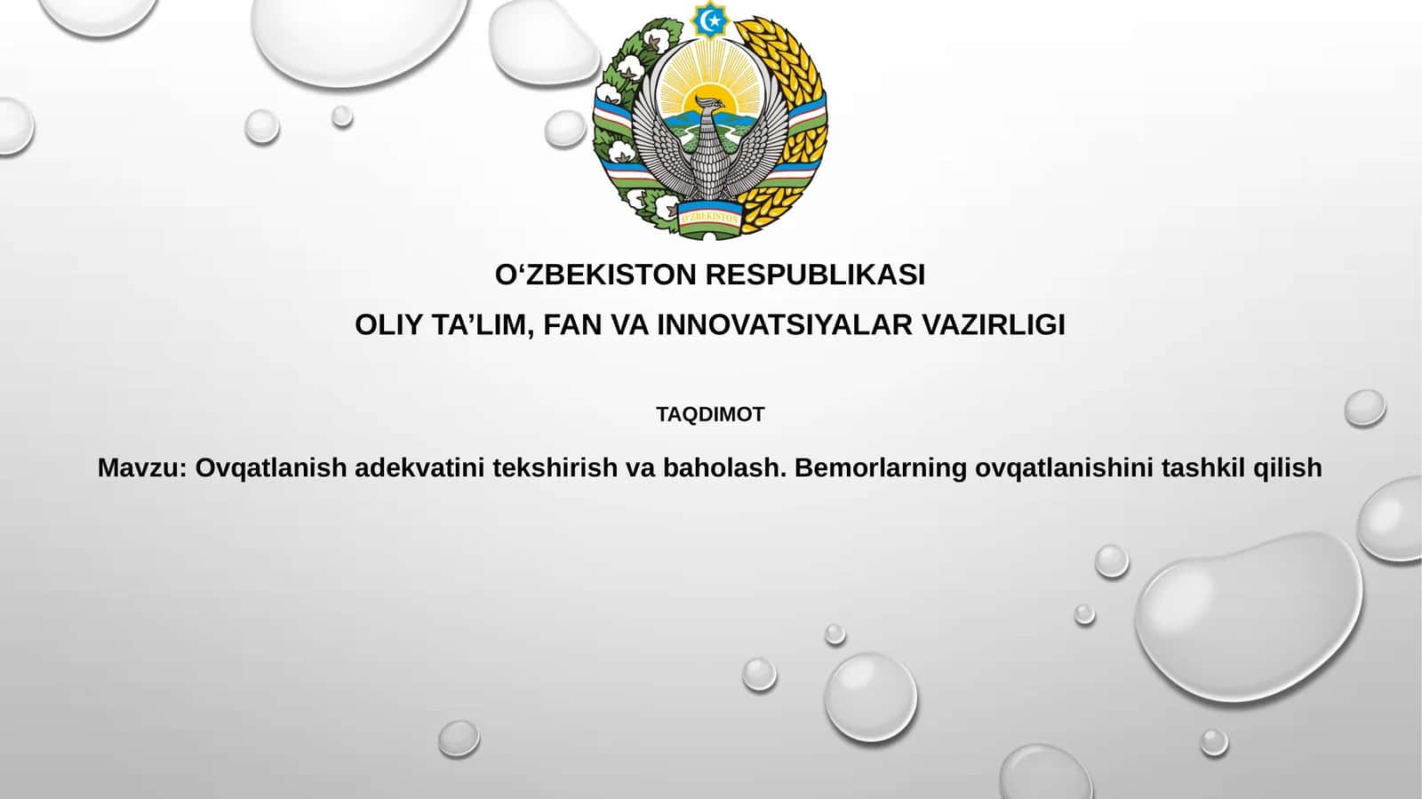 Oziqlanishning ahamiyati shundaki