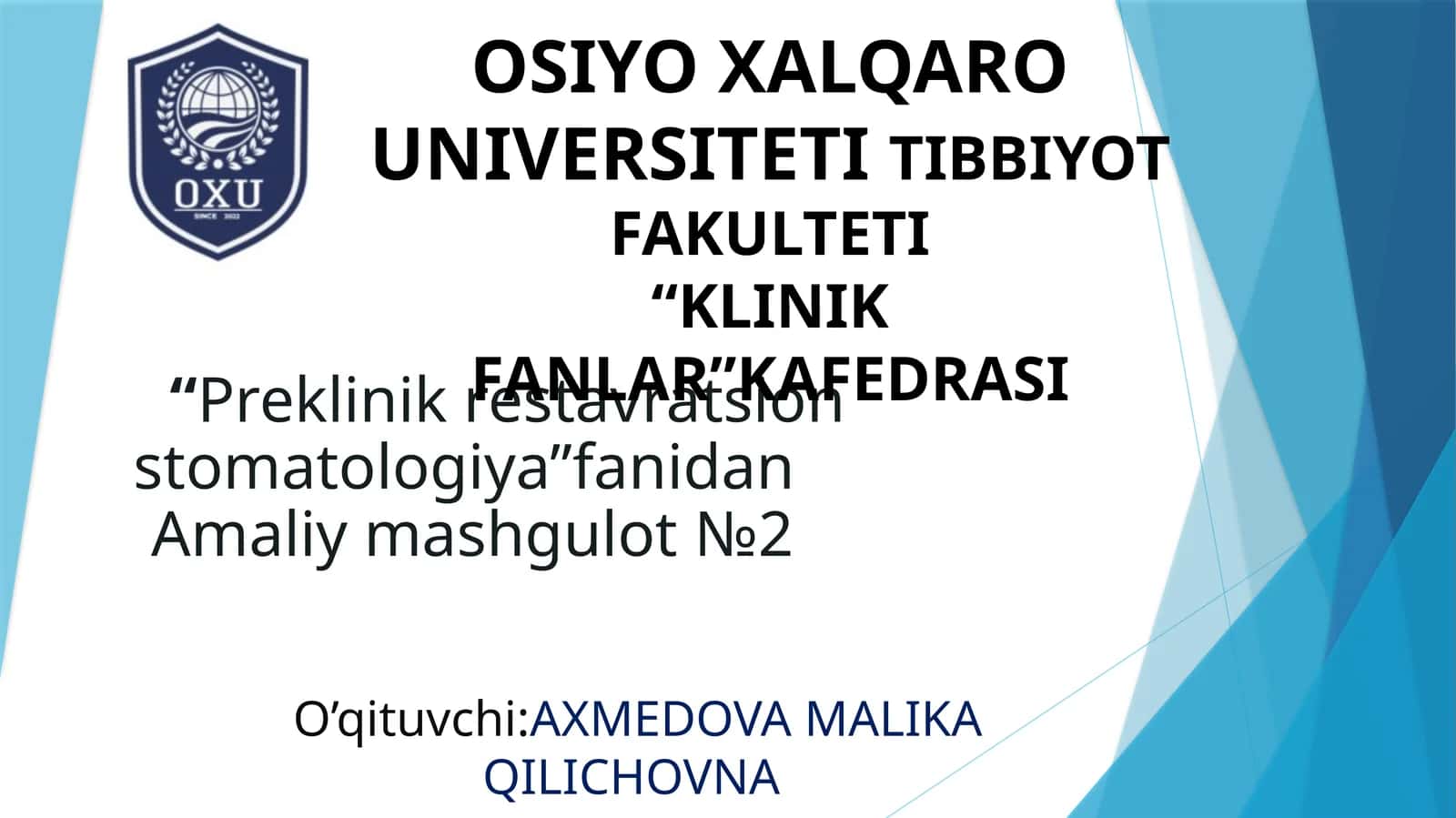 Preklinik restavratsion stomatologiyasi