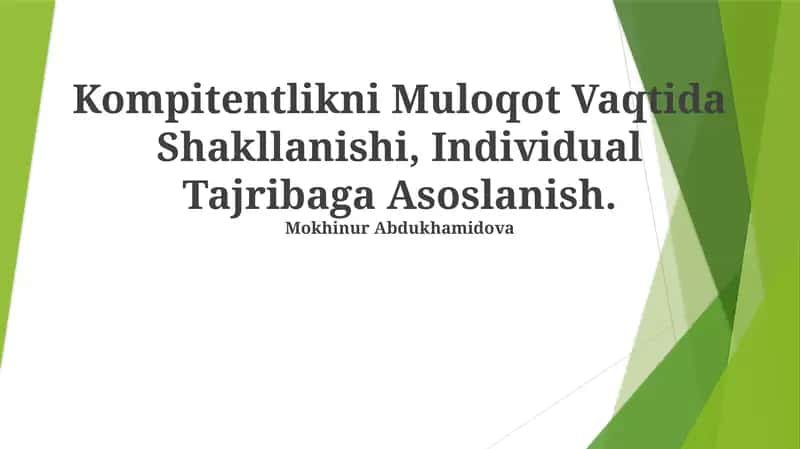 Kompitentlikni Muloqot Vaqtida Shakllanishi