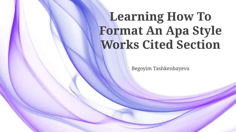 Apa-Style Works Cited Section Formatting