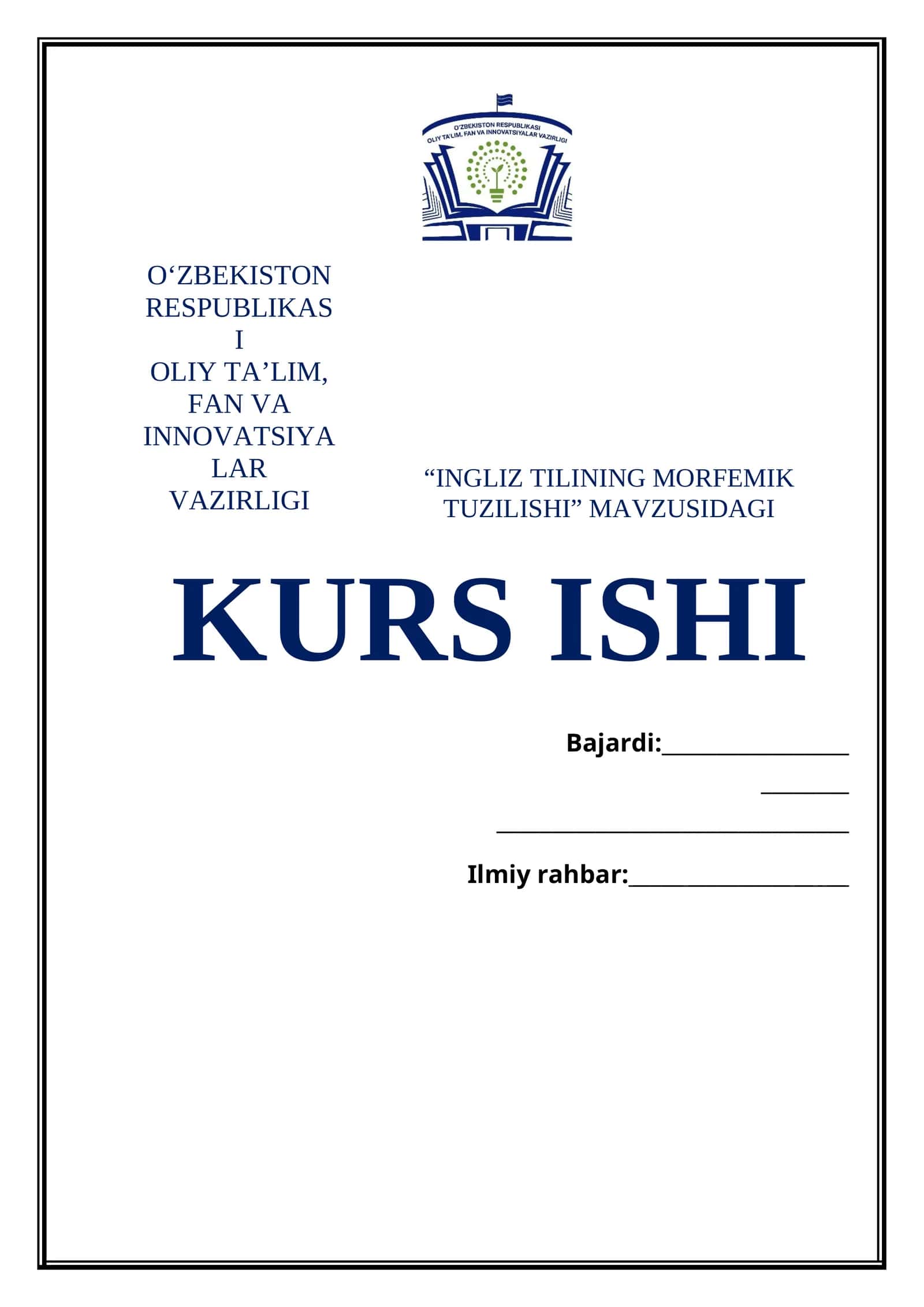 INGLIZ TILINING MORFEMIK TUZILISHI