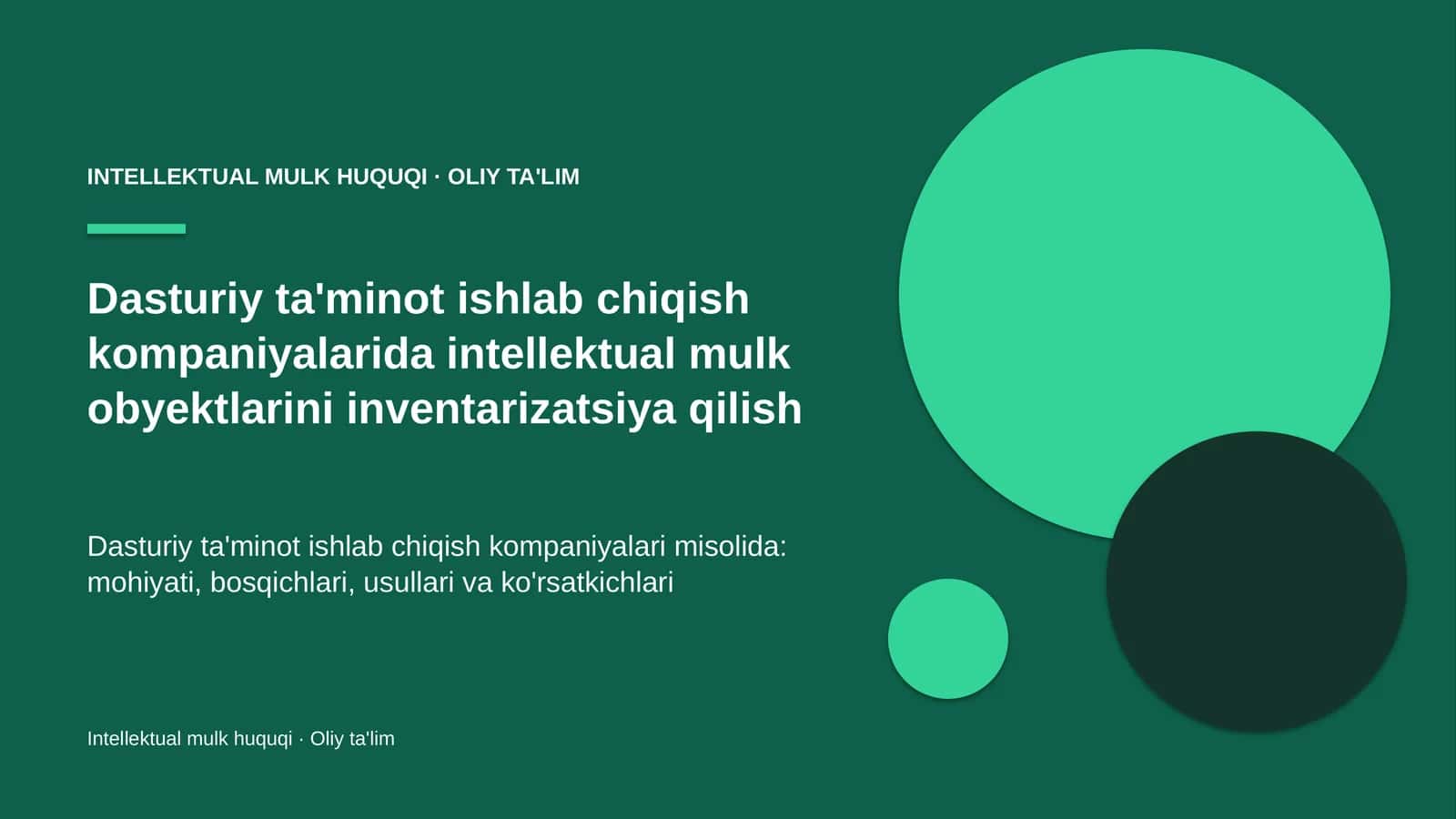 Intellektual Mulk Huquqi · Oliy Ta'lim