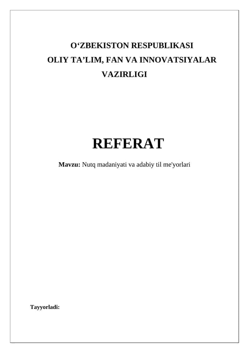 Nutq Madaniyati va Adabiy Til Me'yorlari