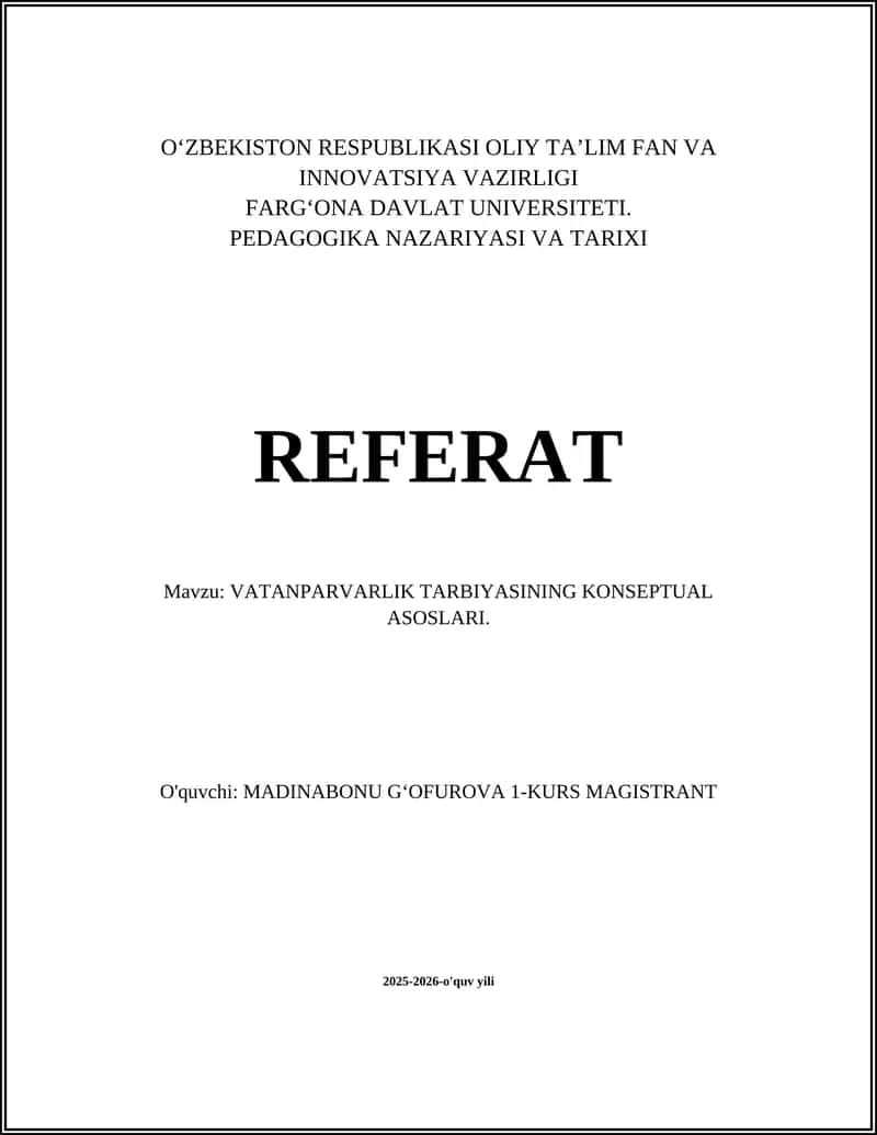 Vatanparvarlik Tarbiyasi