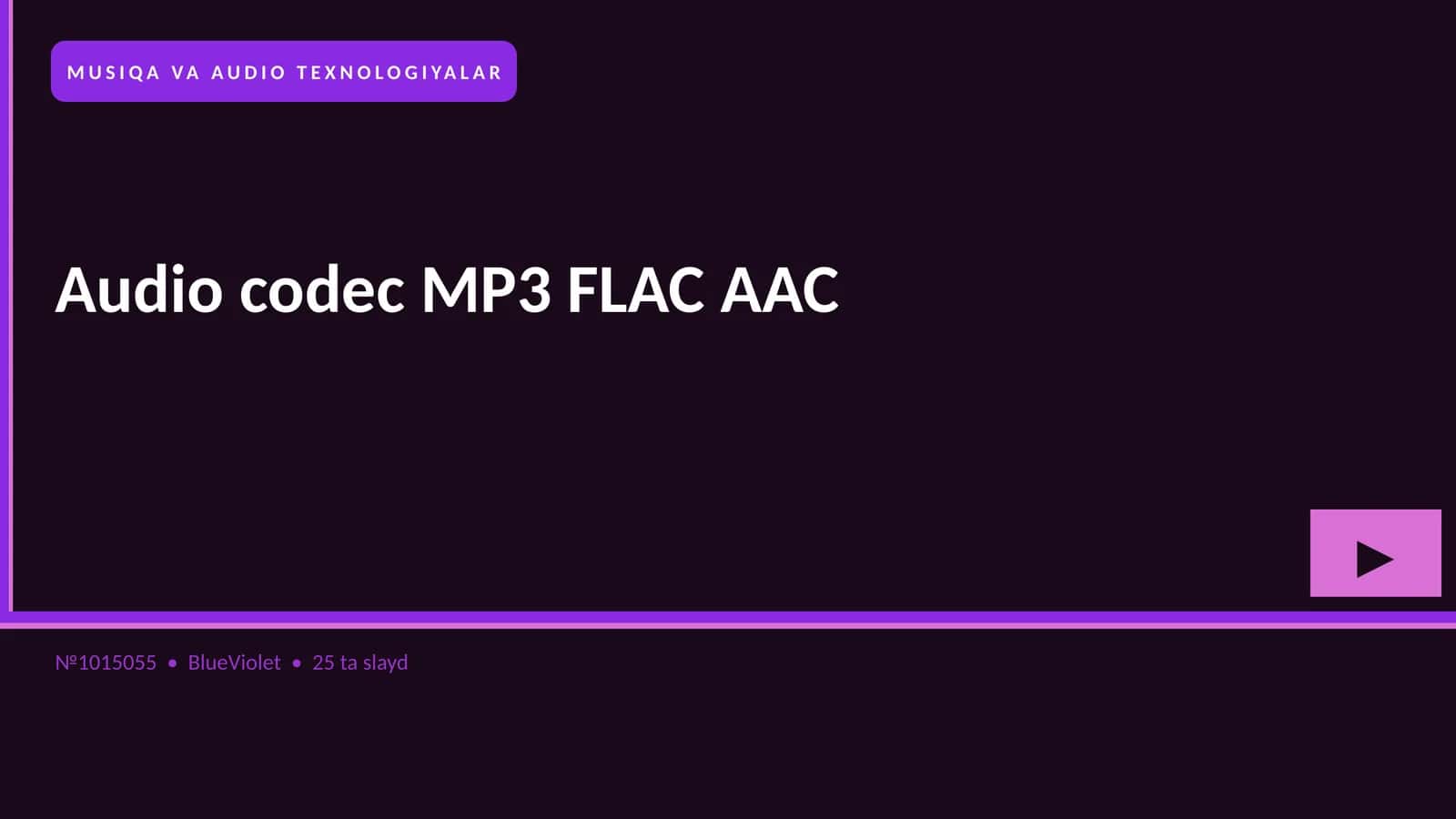 MUSIQA VA AUDIO TEXNOLOGIYALAR
