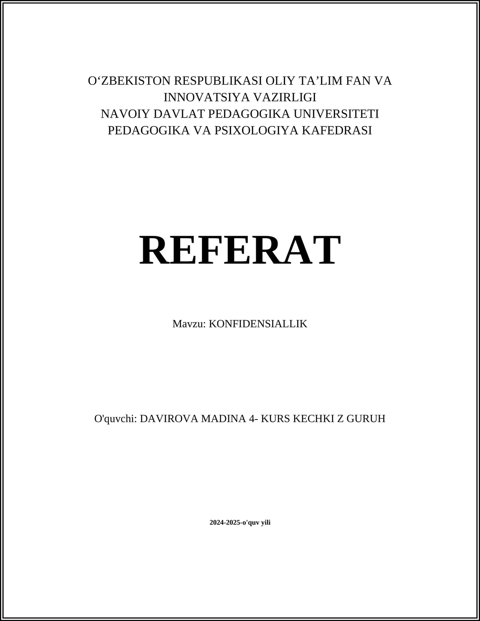 MA'LUMOTLAR MAXFIYLIGI