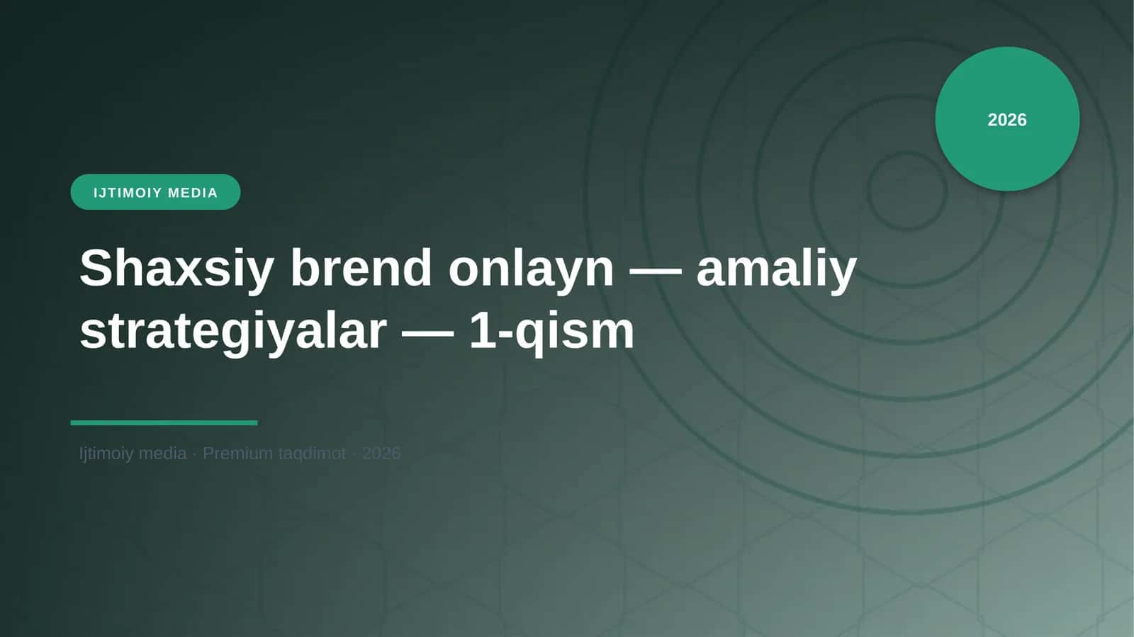 Shaxsiy brend onlayn — amaliy strategiyalar — 1-qism