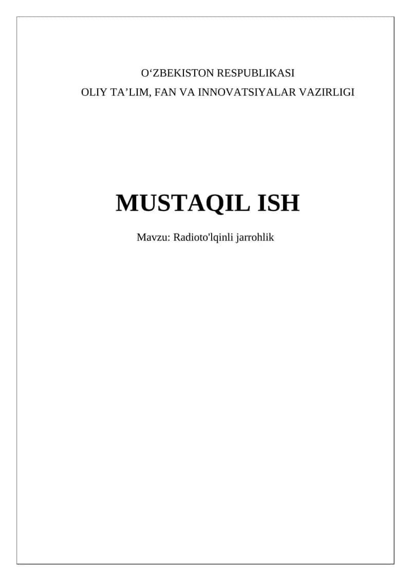 Radioto'lqinli jarrohlik