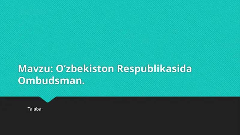 Oʻzbekiston Respublikasida Ombudsman