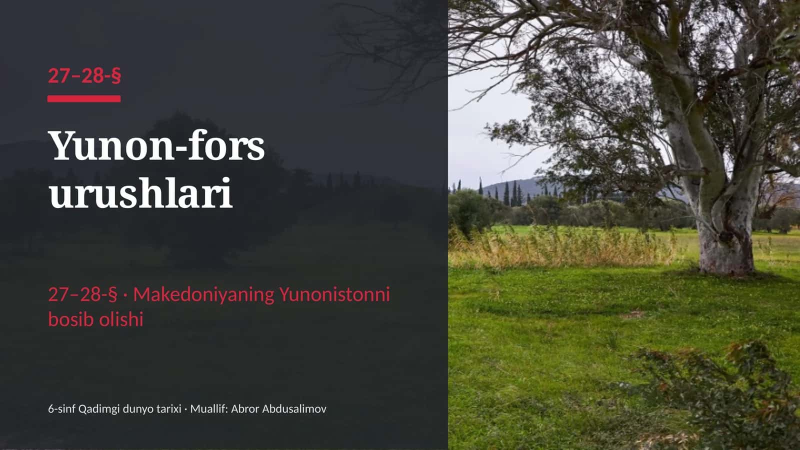 Yunon-fors urushlari (27–28-§) — 6-sinf Qadimgi dunyo tarixi taqdimoti