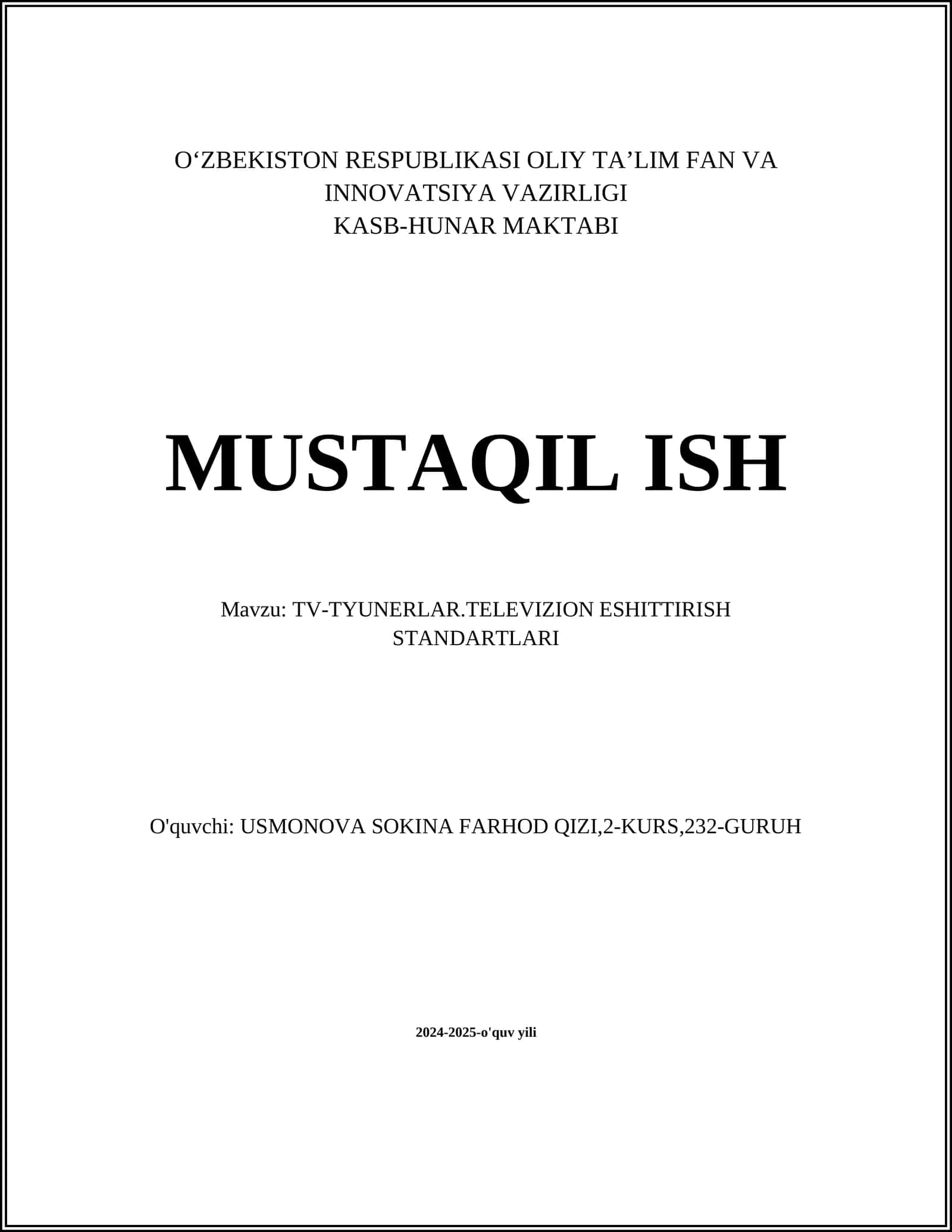 TV-TYUNERLAR.TELEVIZION ESHITTIRISH STANDARTLARI