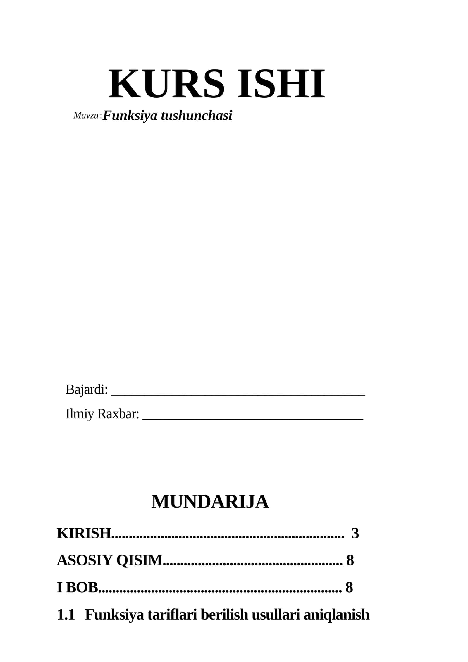 Funksiya tushunchasi