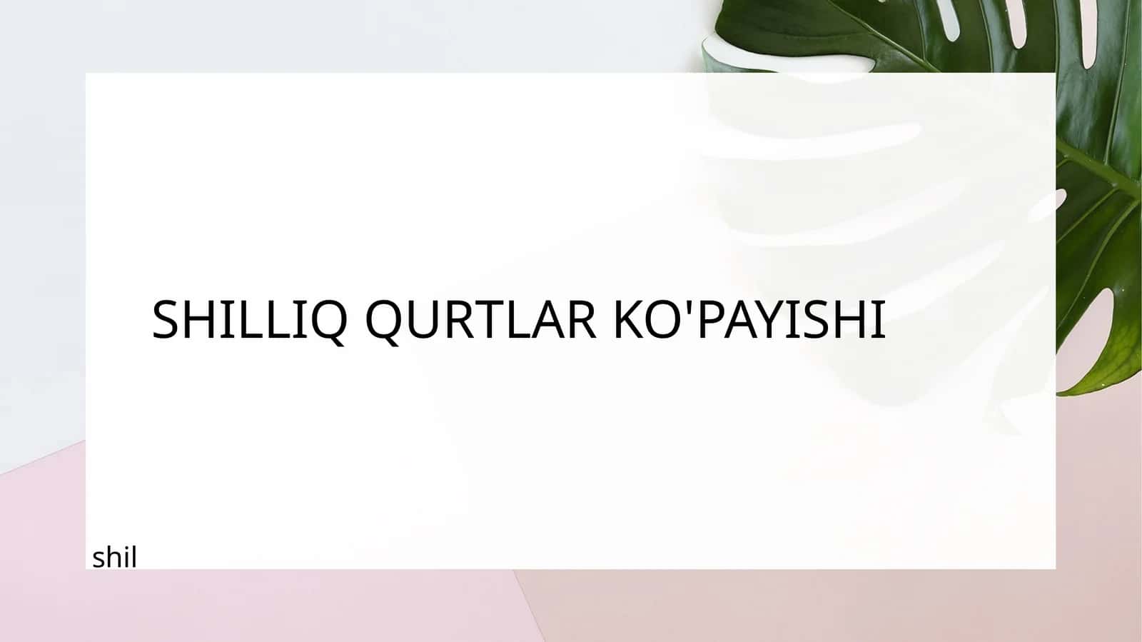 SHILLIQ QURTLAR KO'PAYISHI