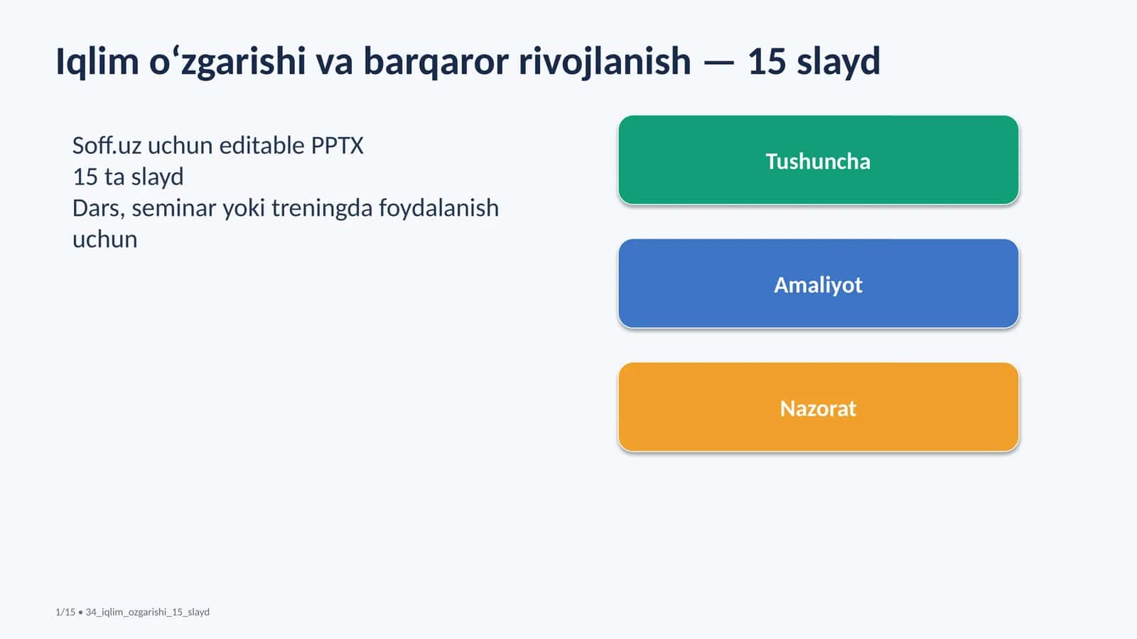 Iqlim o‘zgarishi va barqaror rivojlanish — 15 slayd