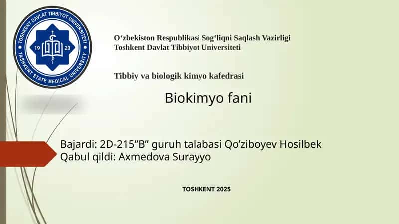 Biokimyo fani