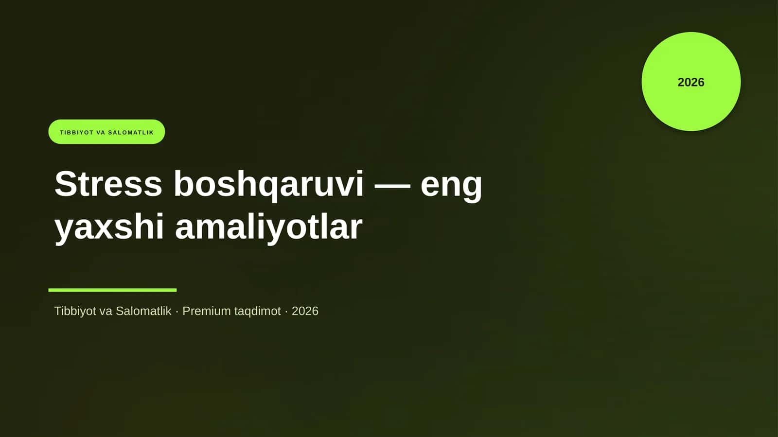 Stress boshqaruvi — eng yaxshi amaliyotlar