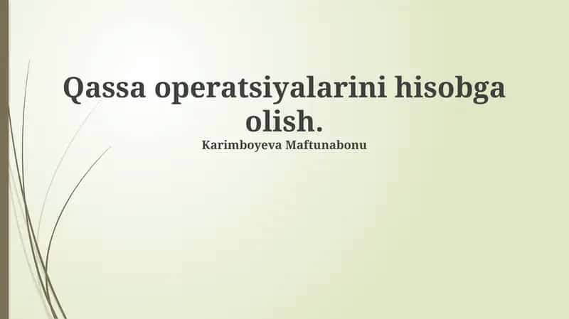 Qassa operatsiyalarini hisobga olish