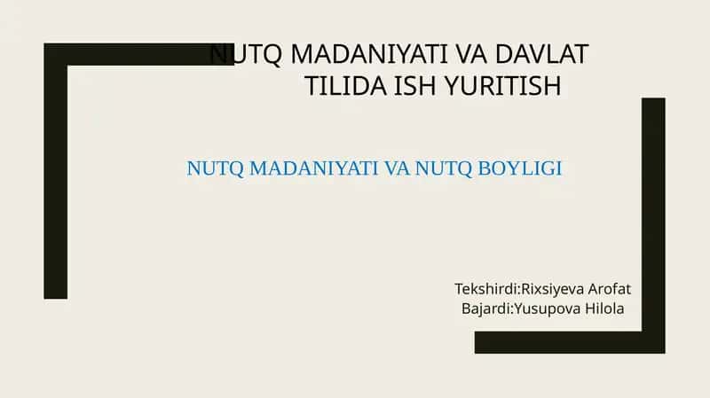 Nutq madaniyati va nutq boyligi