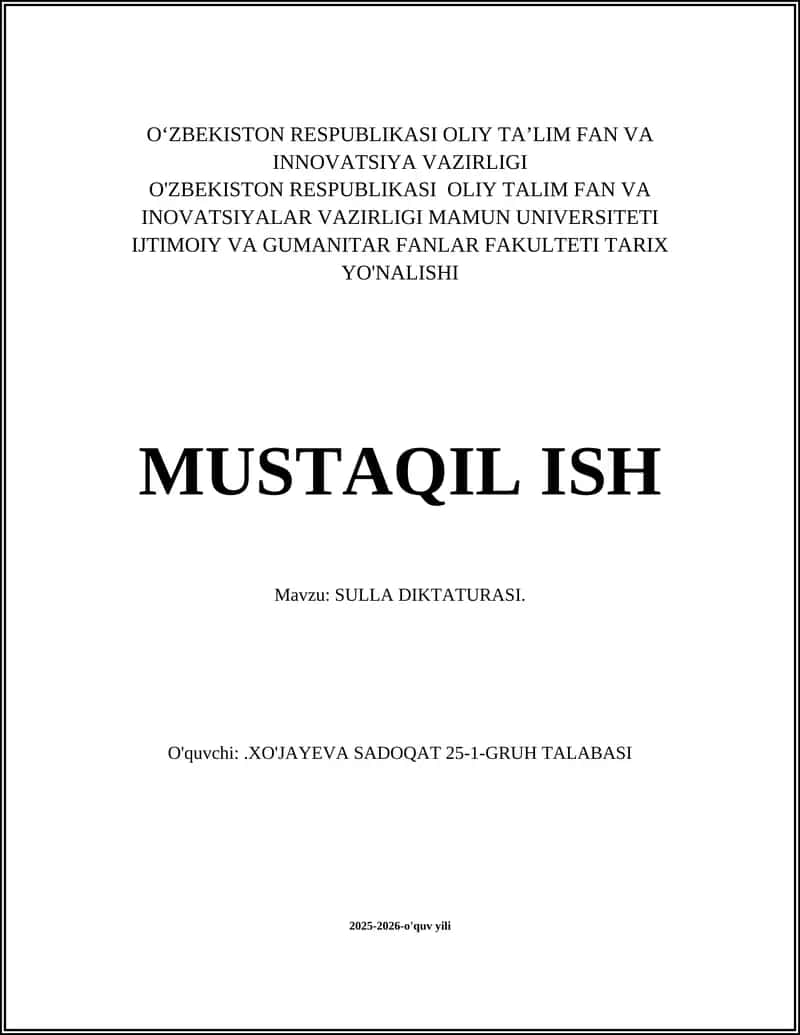 SULLA DIKTATURASI