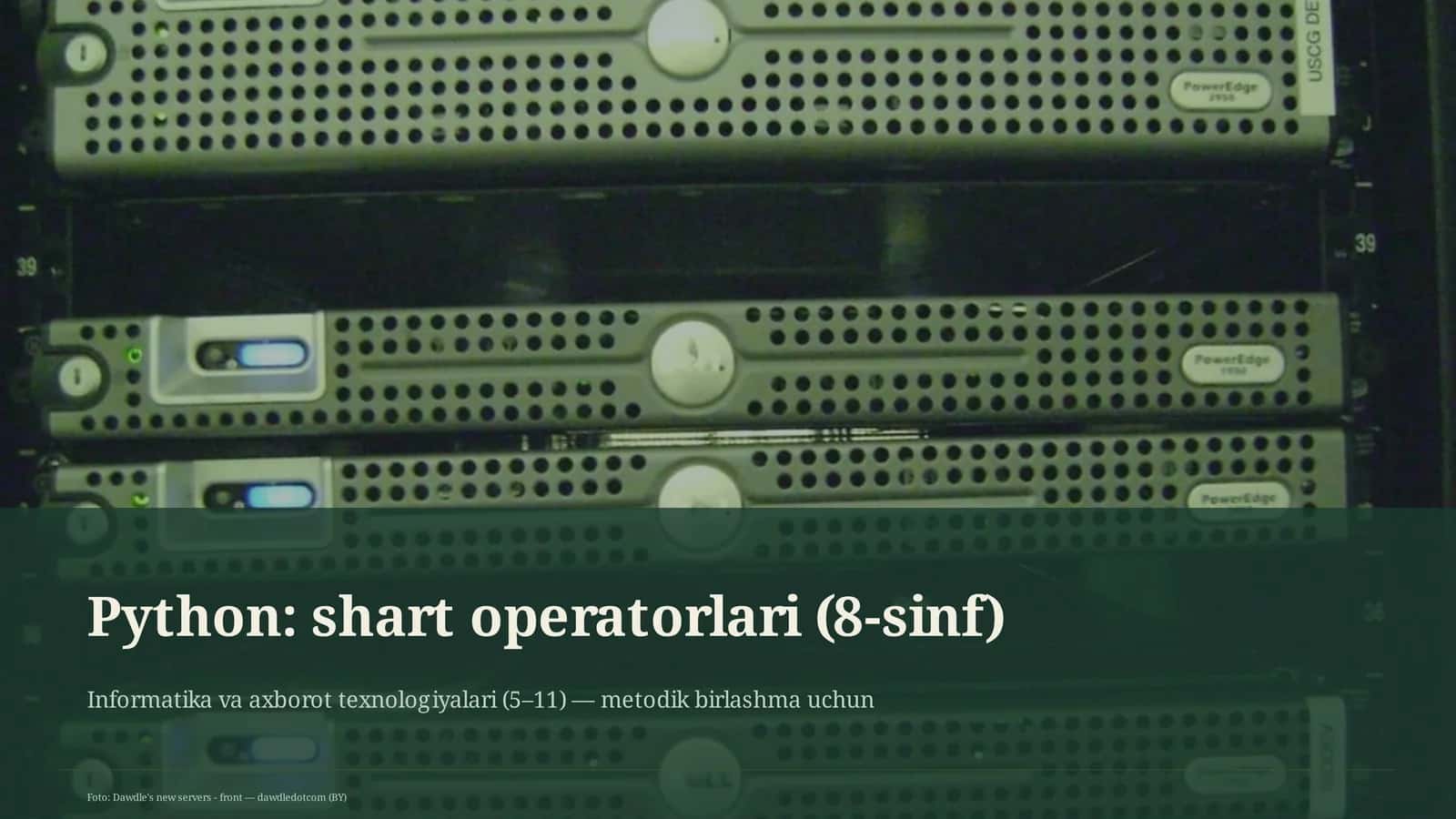 Python: shart operatorlari (8-sinf)