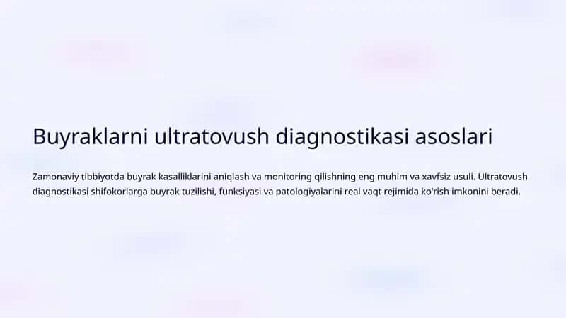 Buyraklarni ultratovush diagnostikasi asoslari