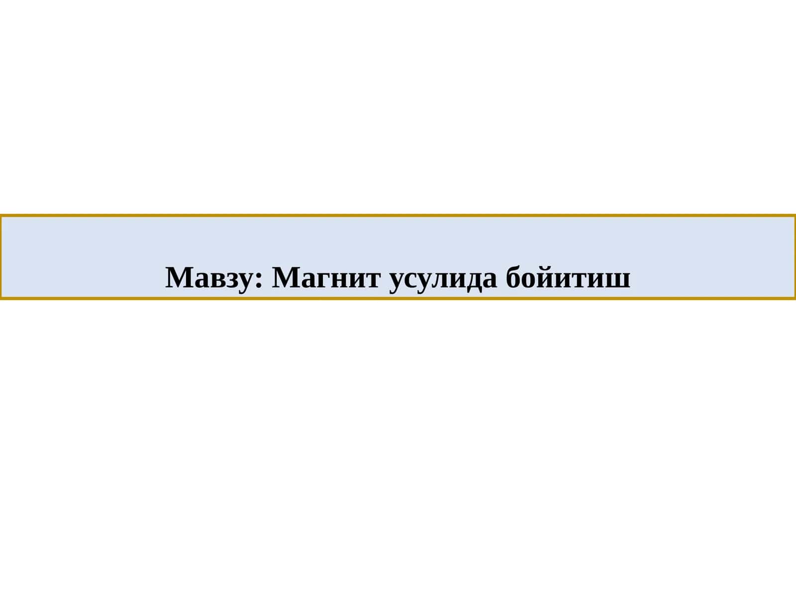 Магнит усулида бойитиш