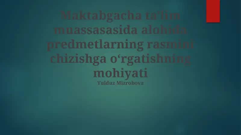 Materiallar va Resurslarni Tadqiq qilish