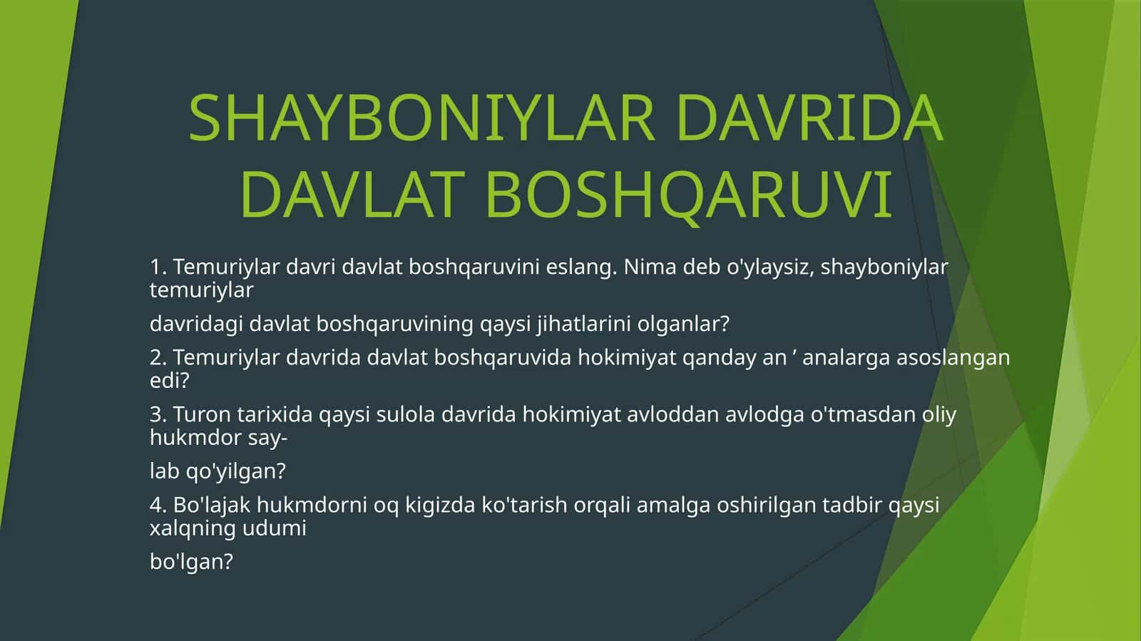 shayboniylar davri davlat boshqaruvi